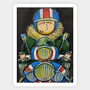 Retro Scooter, Classic Scooter, Scooterist, Scootering, Scooter Rider, Mod Art Sticker